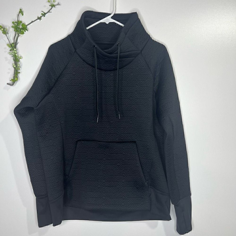 Athleta Jacquard Quilted Pullover Funnel Neck Black